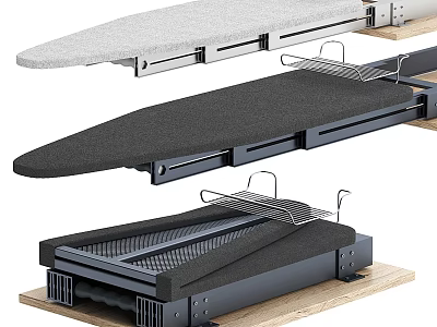 Space Saving Kitchen Appliance Foldable Racks Featuring Ironing Board And Storage 3d model