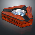 Wooden Decorative Ornament Set With Geometric Shape Metal Inlay And Carved Patterns For Tabletop Decoration