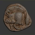 Ancient Animal Figure Sculpture Carving With Detailed Texture And Rustic Surface