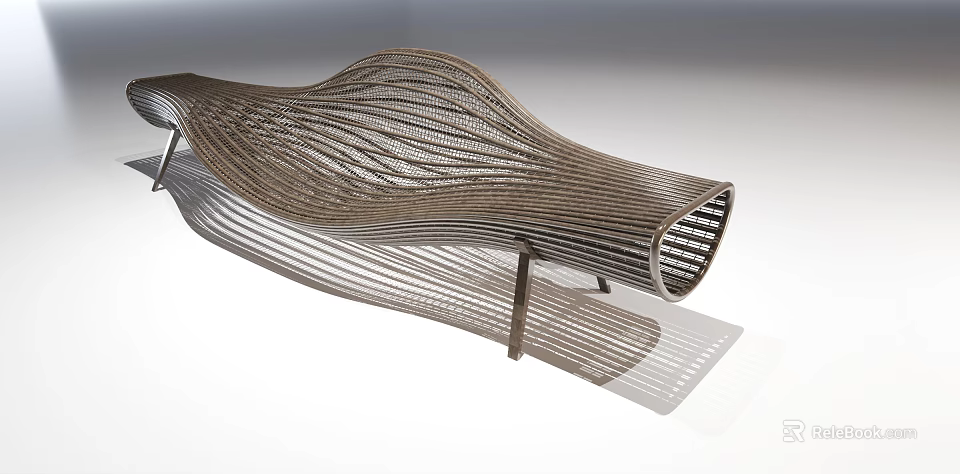 Contemporary Wave Shaped Outdoor Chair With Unique Metal Frame Artistic Design 3d model 