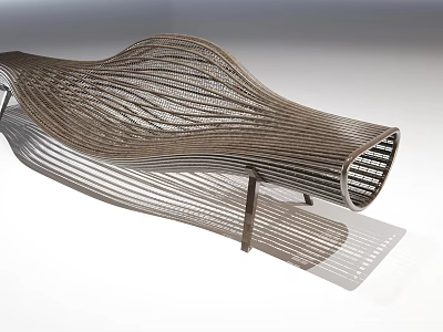 Contemporary Wave Shaped Outdoor Chair With Unique Metal Frame Artistic Design 3d model