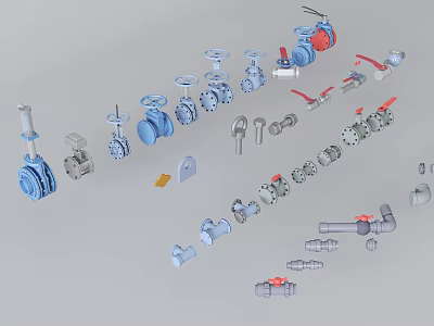 Diverse Hardware Tools Assortment With Valves Fittings Metal Parts And Components 3d model