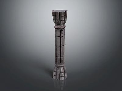 Gray Brick Textured Architectural Pillar As Scene Construction Component 3d model