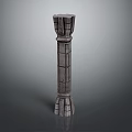Gray Brick Textured Architectural Pillar As Scene Construction Component 3d model