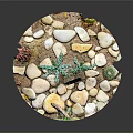Miniature Desert Landscape Model With Various Stones Green Plants And Colorful Decorations