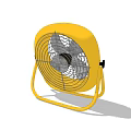 Yellow Air Conditioning Fan with Metal Grid and Stand for Home Cooling