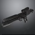 Multi Barrel Machine Gun With Sniper Scope And Metallic Tactical Design