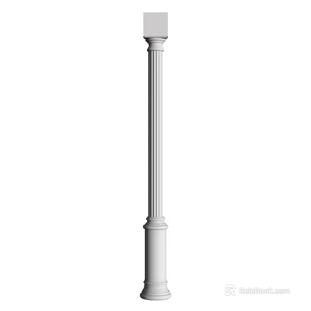 White Decorative Architectural Column With Ornate Base And Smooth Shaft 3d model 