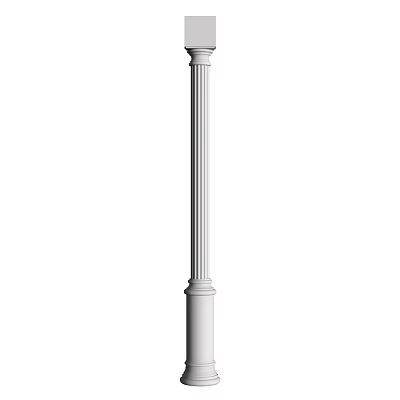 White Decorative Architectural Column With Ornate Base And Smooth Shaft 3d model
