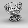 Technology Exhibition Hall Displaying Crystal Bowl With Intricate Diamond Cut And Radial Base Design