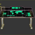 Interactive Illuminated Control Table With World Map Display And Modern Interface Buttons 3d model