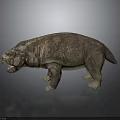 Realistic Prehistoric Creature Character Featuring Robust Body Textured Skin And Open Mouth Standing Pose