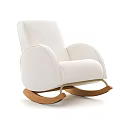 White Single Seater Fabric Rocking Chair With Wooden Rockers Modern Comfortable Design