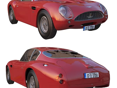 Red Classic Sports Car With Vintage Design Sleek Body Lines And Round Headlights 3d model