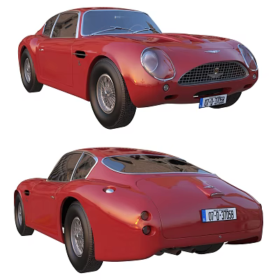 Red Classic Sports Car With Vintage Design Sleek Body Lines And Round Headlights 3d model