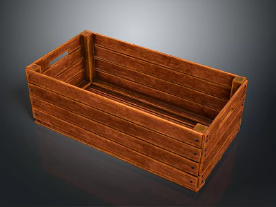 Wooden Storage Box With Handles And Striped Structure For Organizing Items 3d model