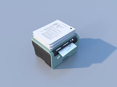 Efficient Office Appliance Desktop Printer with Stacked Paper Sheets Printing 3d model