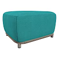 Teal Upholstered Square Ottoman With Woven Metal Legs And Modern Design