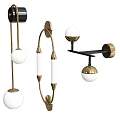 Modern Wall Lamps Design With Black Gold Metal Frame And White Globe Shades