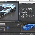 Light Blue Bugatti Sports Car With White Stripes And Number 80 Design