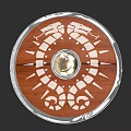 Wooden Shield With Metal Center And Snake Pattern Transparent Rim Design