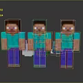Minecraft Style Train With Three Pixel Characters 3d model