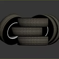 Stacked Car Tires Display With Stylish Wheel Rims And Detailed Tread Patterns