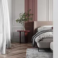 Modern Bedroom Interior Design With Tufted Headboard Area Rug And Pendant Lights