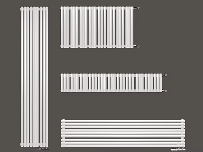 White Home Heating Radiators in Various Styles and Sizes 3d model