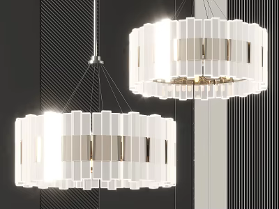 Elegant Modern White Chandelier With Geometric Acrylic Panels Lighting Design Structure 3d model