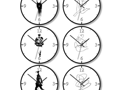 Stylish Unique Clocks With Creative Dial Patterns And Decorative Hand Designs 3d model