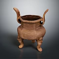 Ancient Ceramic Ding Vessel With Three Legs Ornate Handles And Traditional Craftsmanship 3d model