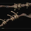 Ancient Bone Decorative Artifact With Vertical Curved Segments And Intricate Details