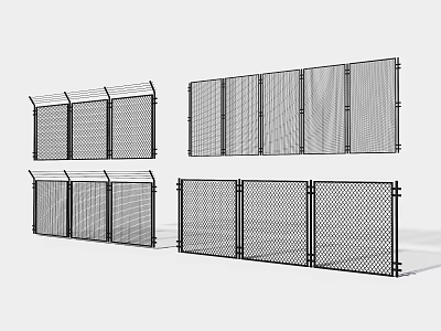 Different Types of Metal Chain Link Fences With Various Designs for Outdoor Use 3d model