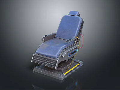 Blue Modern Chair With Metallic Frame Armrest Backrest And Yellow Accent Base 3d model