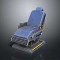 Blue Modern Chair With Metallic Frame Armrest Backrest And Yellow Accent Base