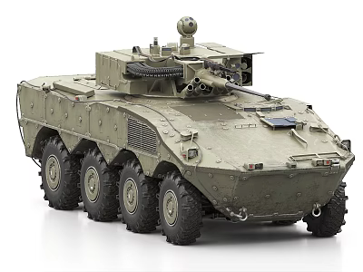 Military Armored Vehicle Weapon System With Machine Gun And Surveillance Turret 3d model