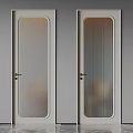 White Interior Doors With Frosted And Ribbed Glass Panels And Gold Handles
