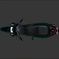 Modern Teal Green Motorcycle With Glossy Body Black Seat And Rearview Mirror