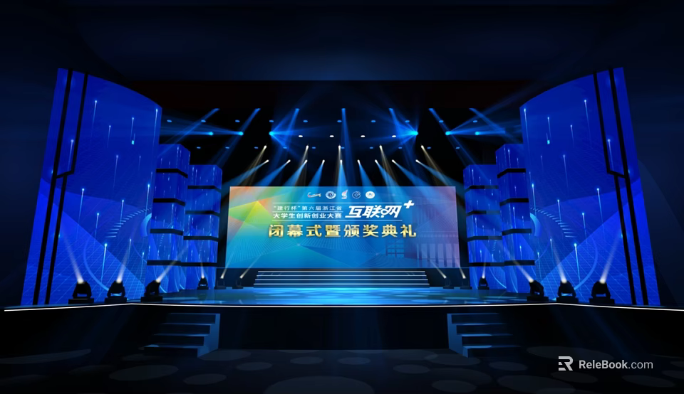 2024 Internet Content Marketing Awards Ceremony With Tech Stage And Lighting 3d model 