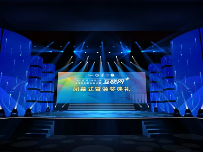 2024 Internet Content Marketing Awards Ceremony With Tech Stage And Lighting 3d model