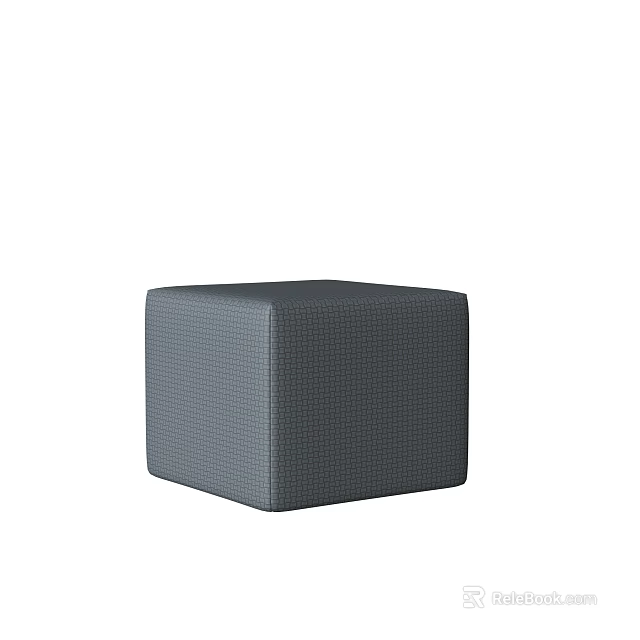 Gray Cube Shaped Footstool With Textured Mesh Surface And Modern Design 3d model