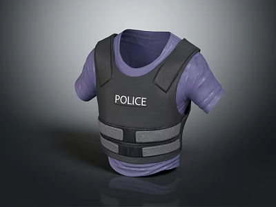 Police Tactical Protective Vest With Purple Short Sleeve Shirt For Law Enforcement Wear 3d model