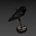 Game Movie Character Stuffed Owl Perched On Wooden Stump With Gray Background