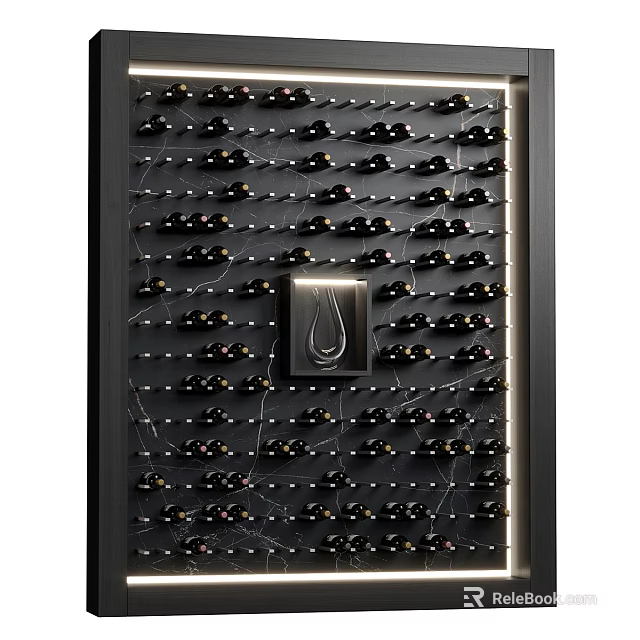 Modern Wine Cabinet With Multiple Wine Bottle Storage Racks And Decorative Light 3d model 