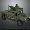 Green Military Off-Road Vehicle Building Block Model with Open Doors Interior Seats and Roof Equipment