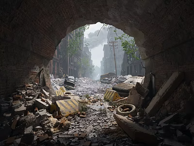 City Ruins Building Ruins End Times Doomsday Streets Modern Battlefield 3d model