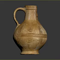Hand Carved Terracotta Vase Sculpture With Handle And Intricate Classic Patterns Design
