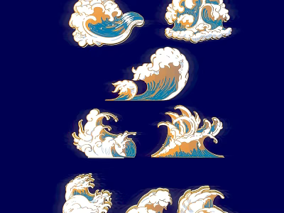 Decorative Multiple Ocean Wave Design Hanging Pendants with Blue White Orange Colors 3d model