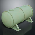 Green Cylindrical Industrial Storage Tank With Rustic Surface And Metal Supports